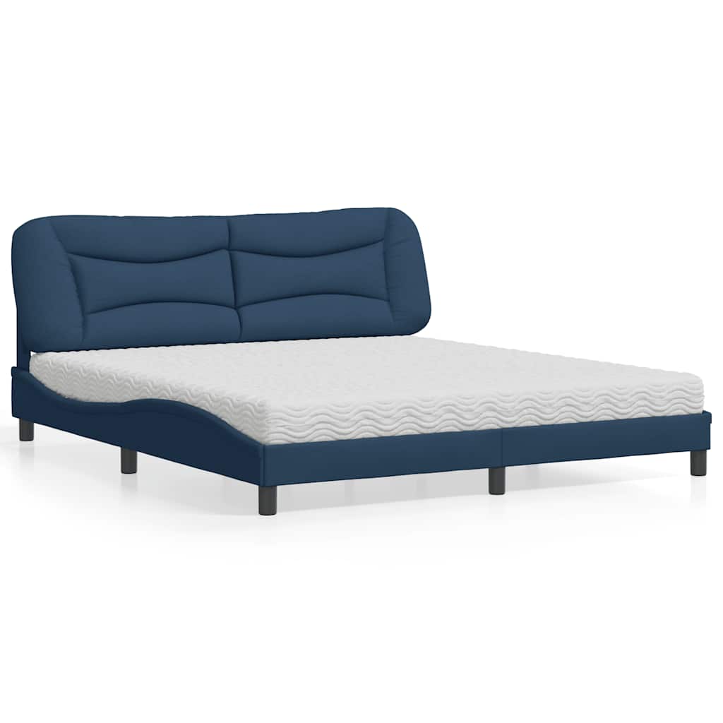 Lit avec matelas Hvar bleu 180x200 cm tissu - XIOS