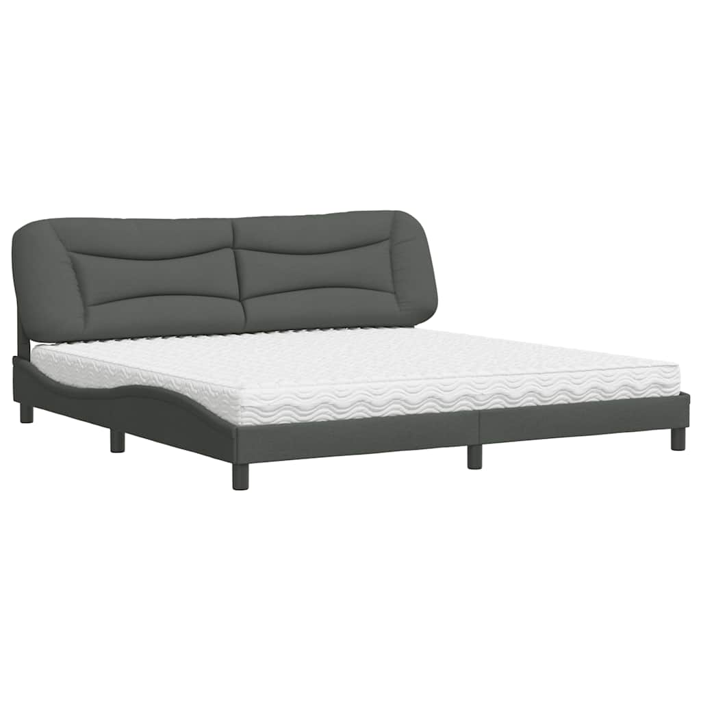 Lit avec matelas Hvar gris foncé 200x200 cm tissu - XIOS