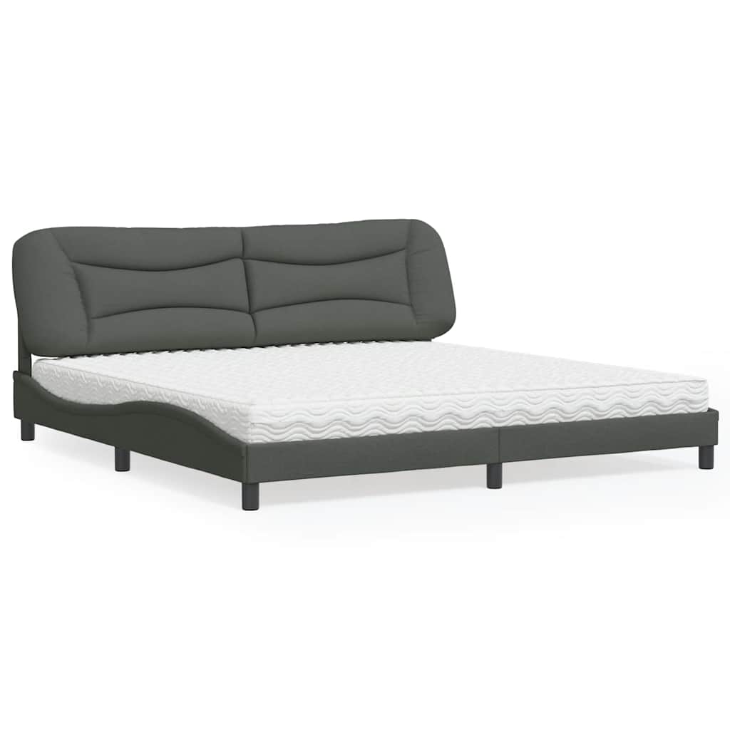 Lit avec matelas Hvar gris foncé 200x200 cm tissu - XIOS
