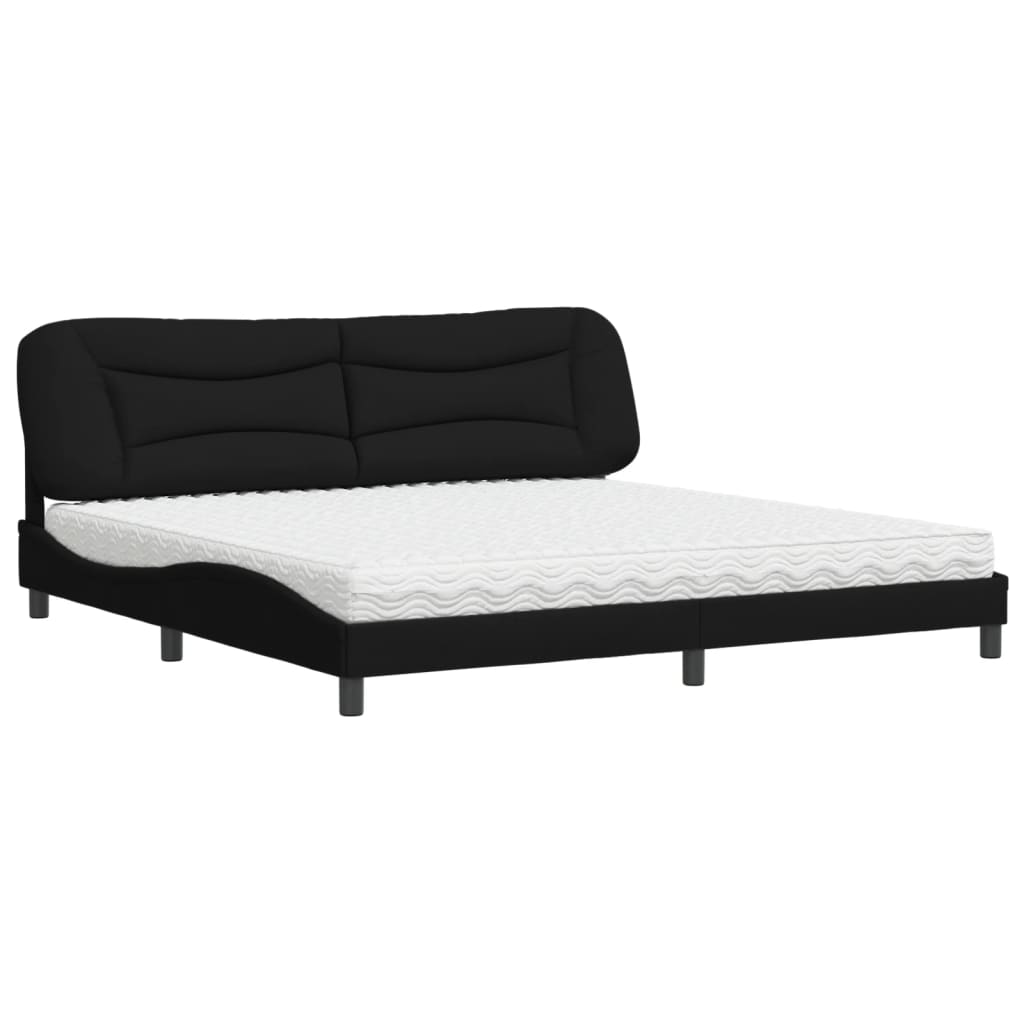 Lit avec matelas Hvar noir 200x200 cm tissu - XIOS