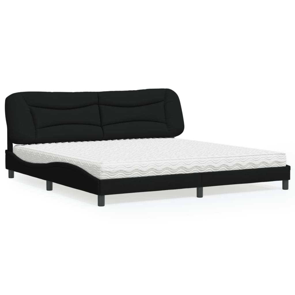 Lit avec matelas Hvar noir 200x200 cm tissu - XIOS