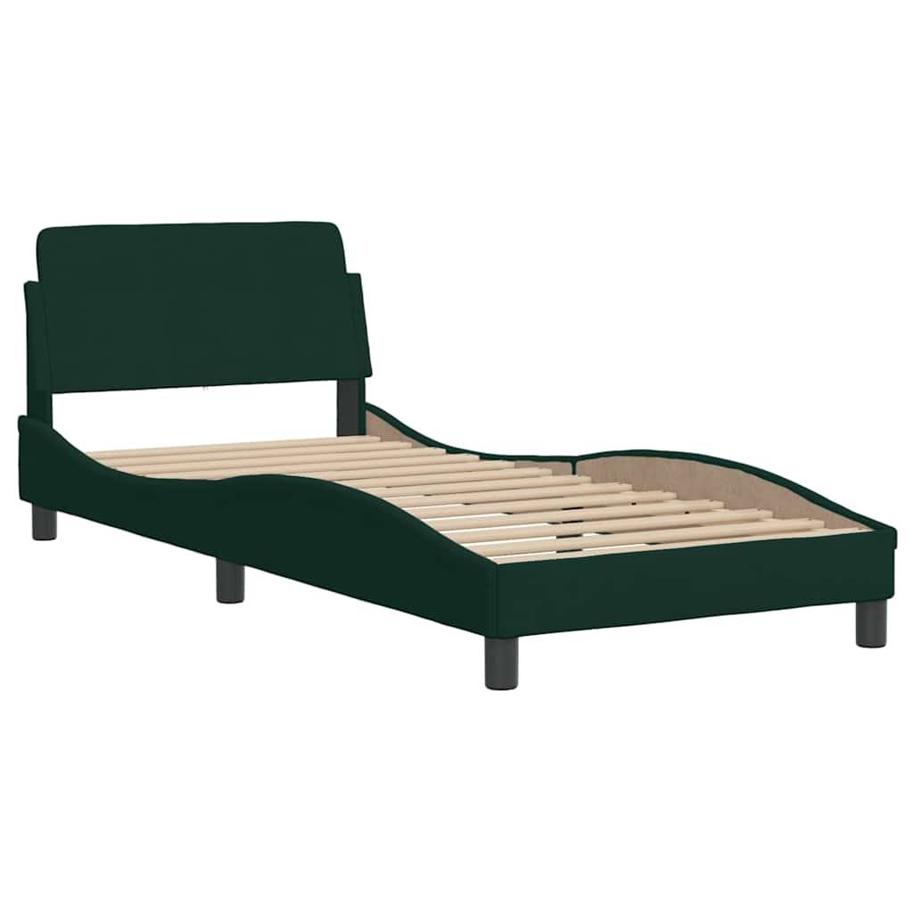 Lit avec matelas Hanko vert foncé 80x200 cm velours - XIOS