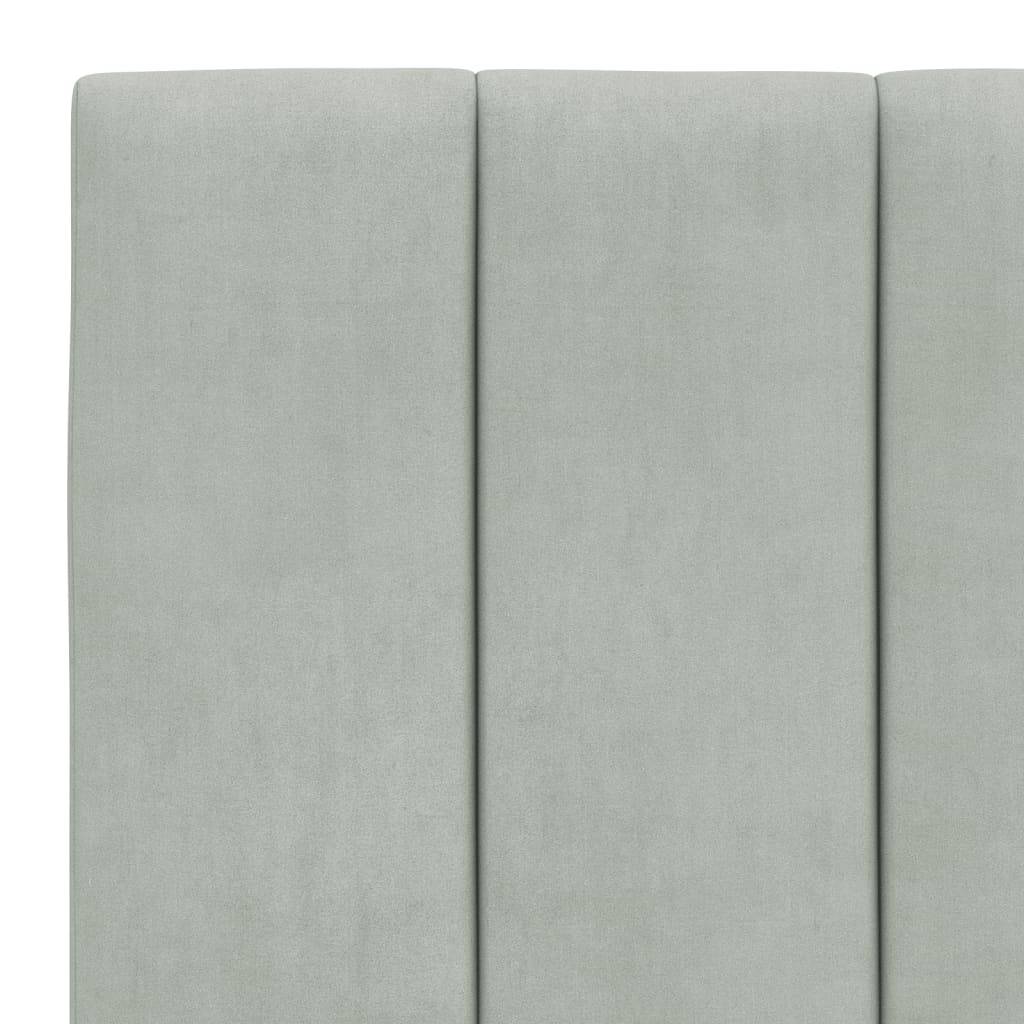 Lit avec matelas Hanko gris clair 90x190 cm velours - XIOS