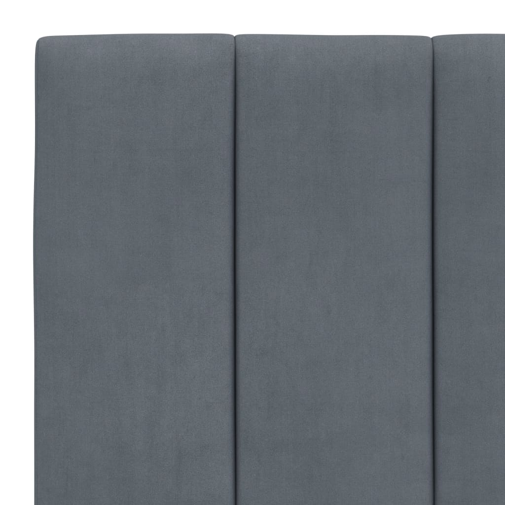 Lit avec matelas Hanko gris foncé 90x190 cm velours - XIOS