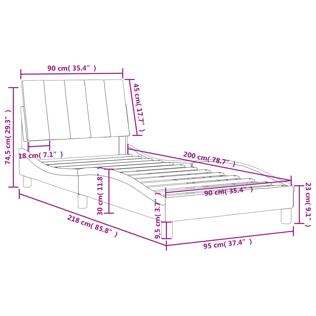 Lit avec matelas Hanko rose 90x200 cm velours - XIOS