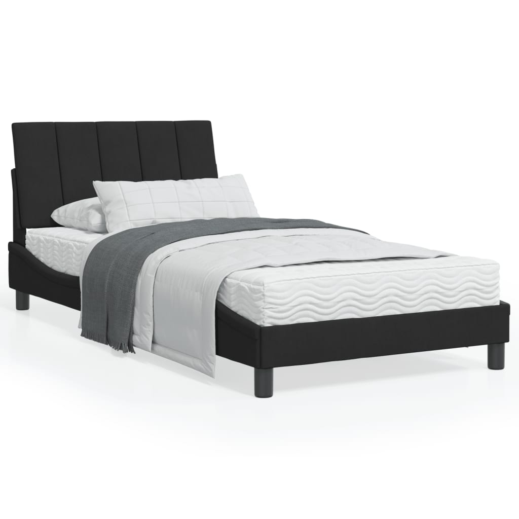 Lit avec matelas Hanko noir 100x200 cm velours - XIOS