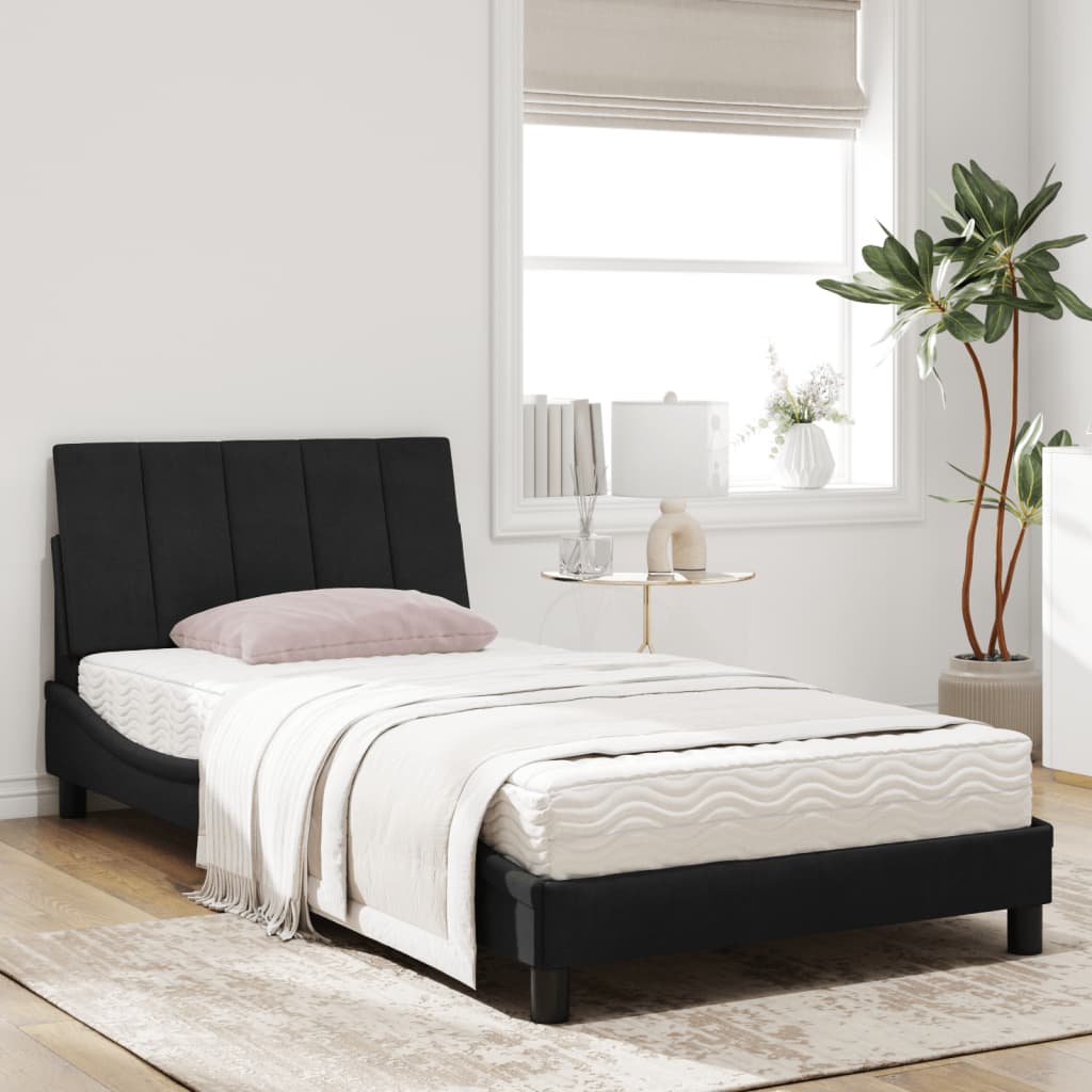 Lit avec matelas Hanko noir 100x200 cm velours - XIOS