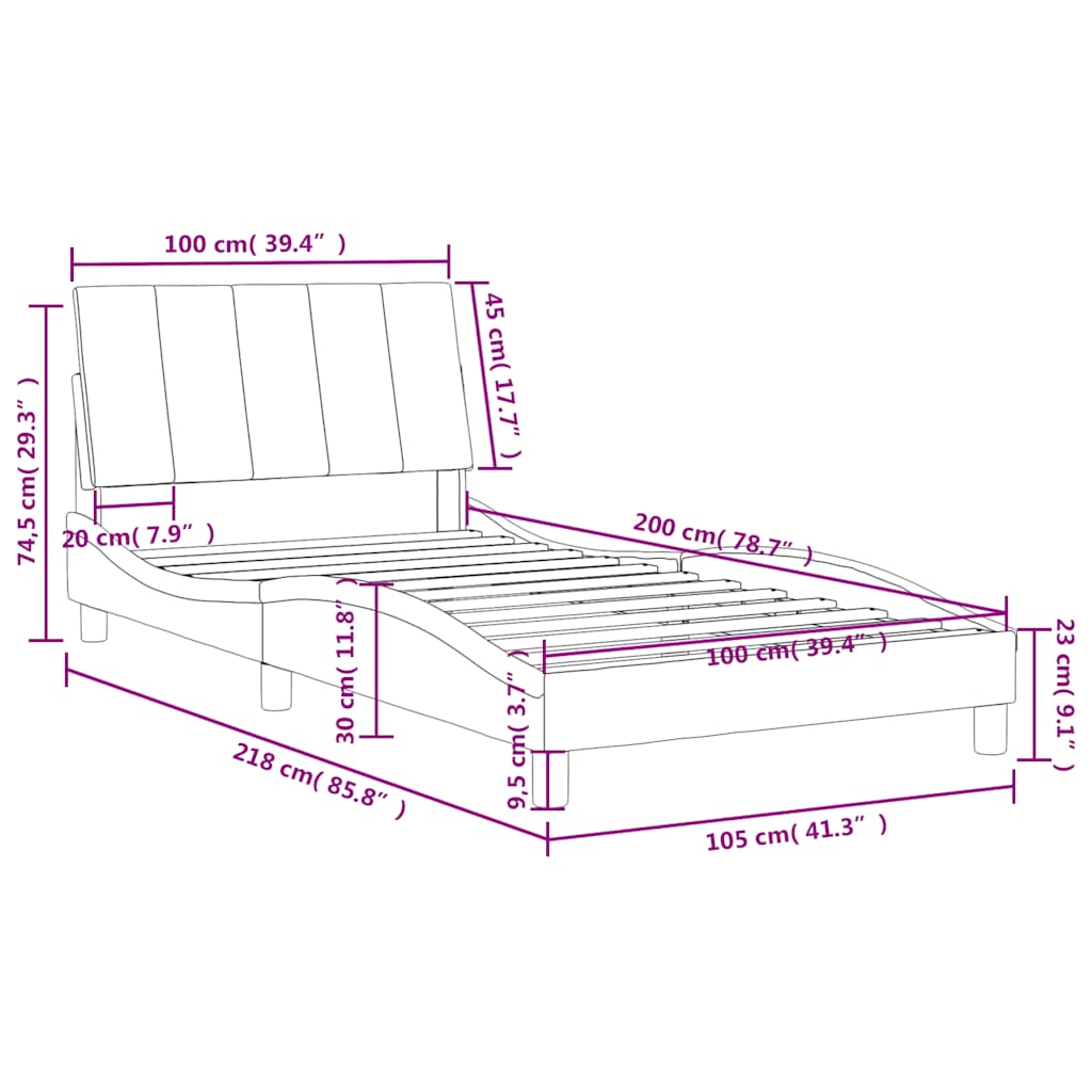 Lit avec matelas Hanko vert foncé 100x200 cm velours - XIOS