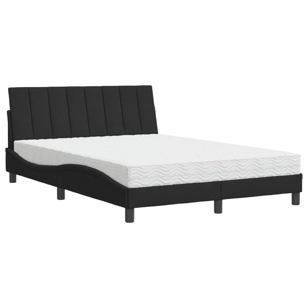 Lit avec matelas Hanko noir 120x200 cm velours - XIOS