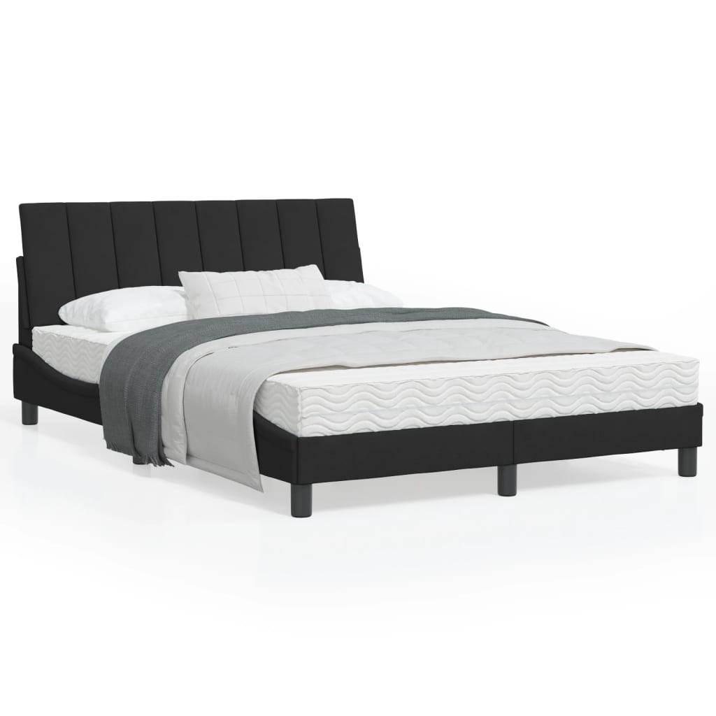 Lit avec matelas Hanko noir 120x200 cm velours - XIOS