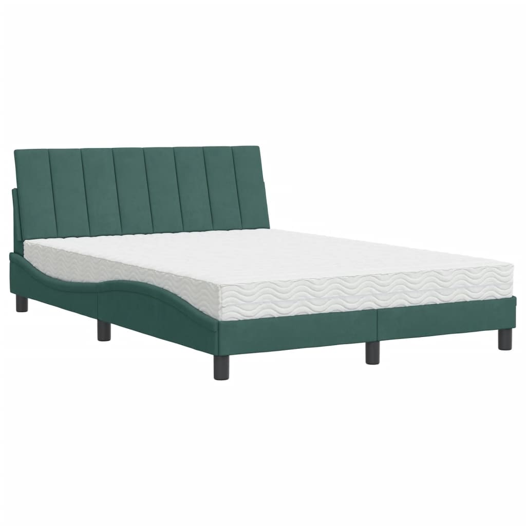 Lit avec matelas Hanko vert foncé 120x200 cm velours - XIOS