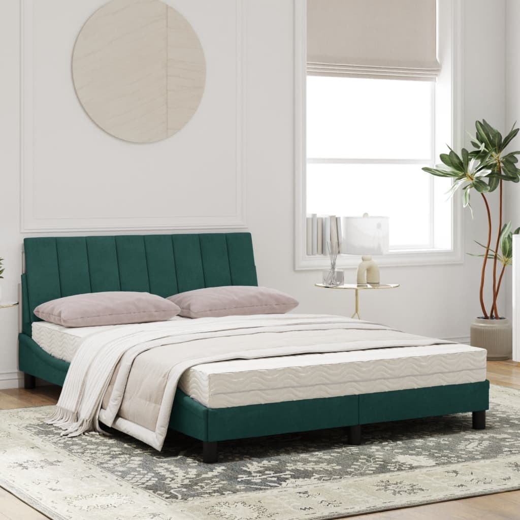 Lit avec matelas Hanko vert foncé 120x200 cm velours - XIOS
