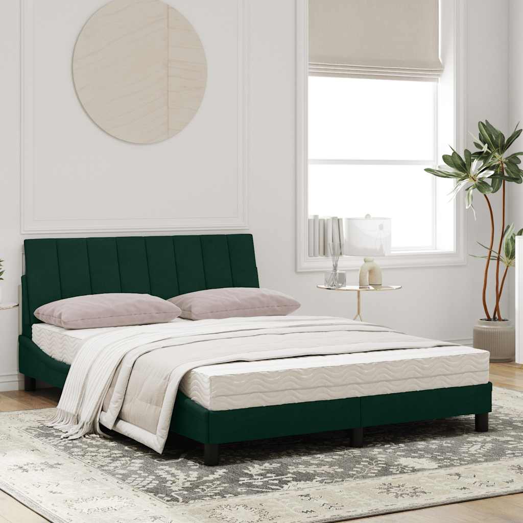 Lit avec matelas Hanko vert foncé 120x200 cm velours - XIOS