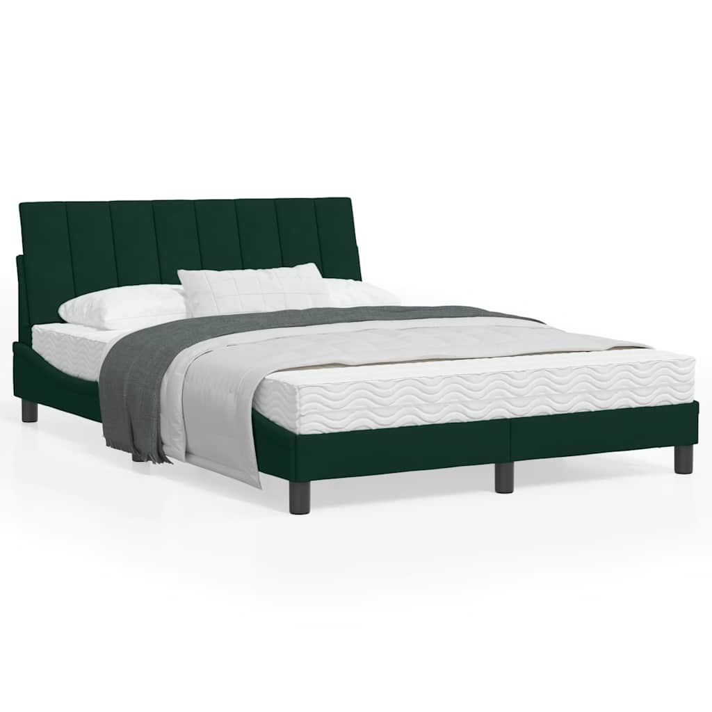 Lit avec matelas Hanko vert foncé 120x200 cm velours - XIOS