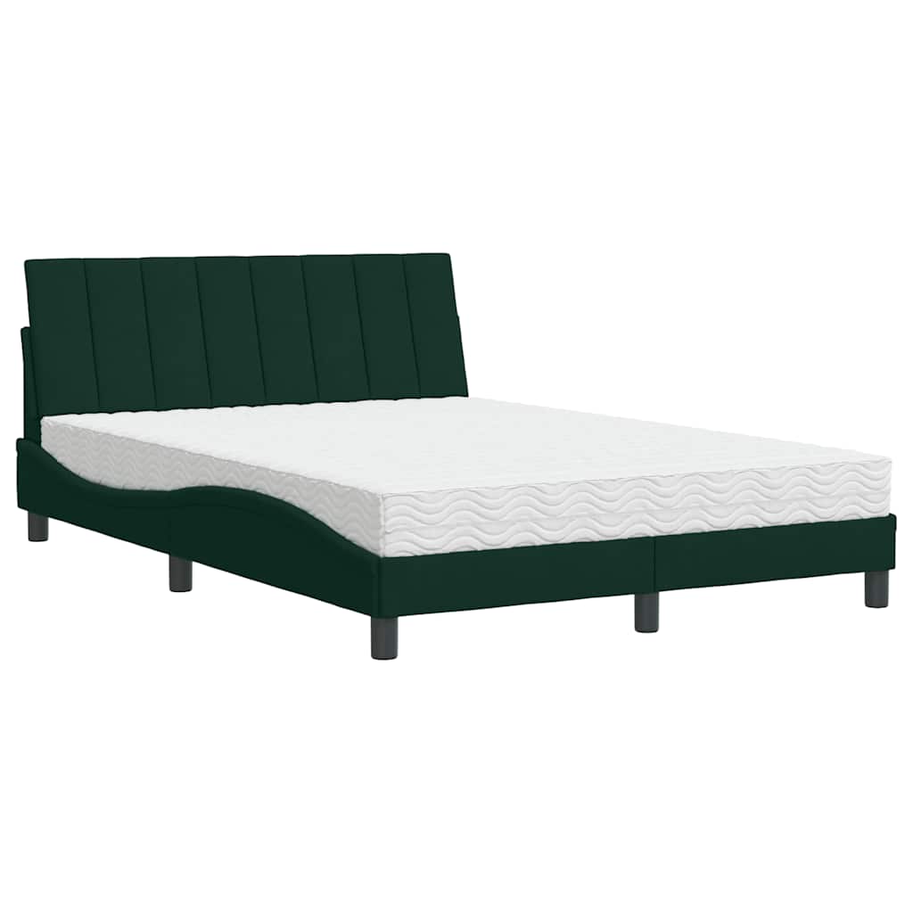 Lit avec matelas Hanko vert foncé 140x190 cm velours - XIOS