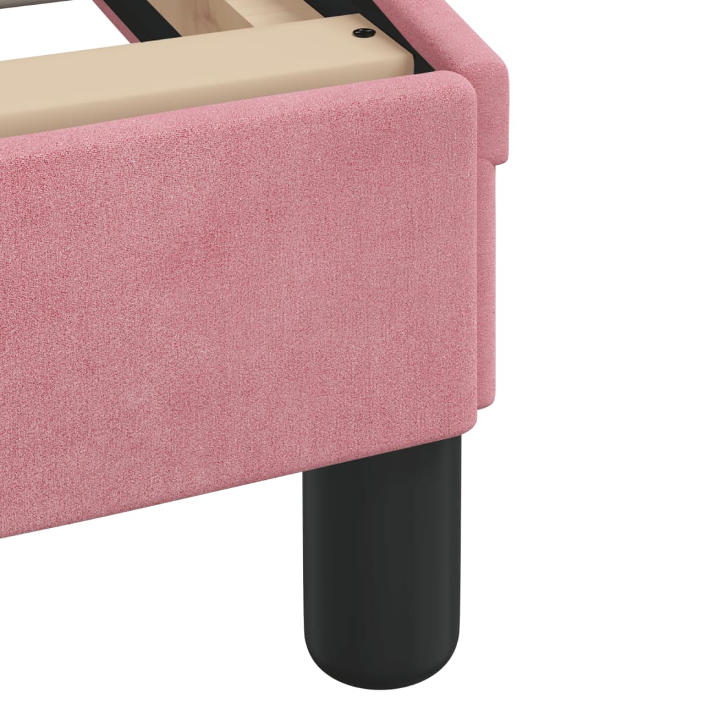 Lit avec matelas Hanko rose 140x190 cm velours - XIOS