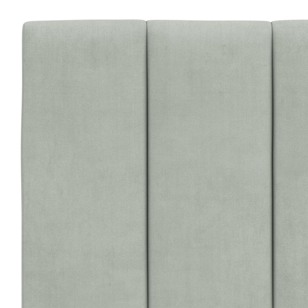 Lit avec matelas Hanko gris clair 140x200 cm velours - XIOS