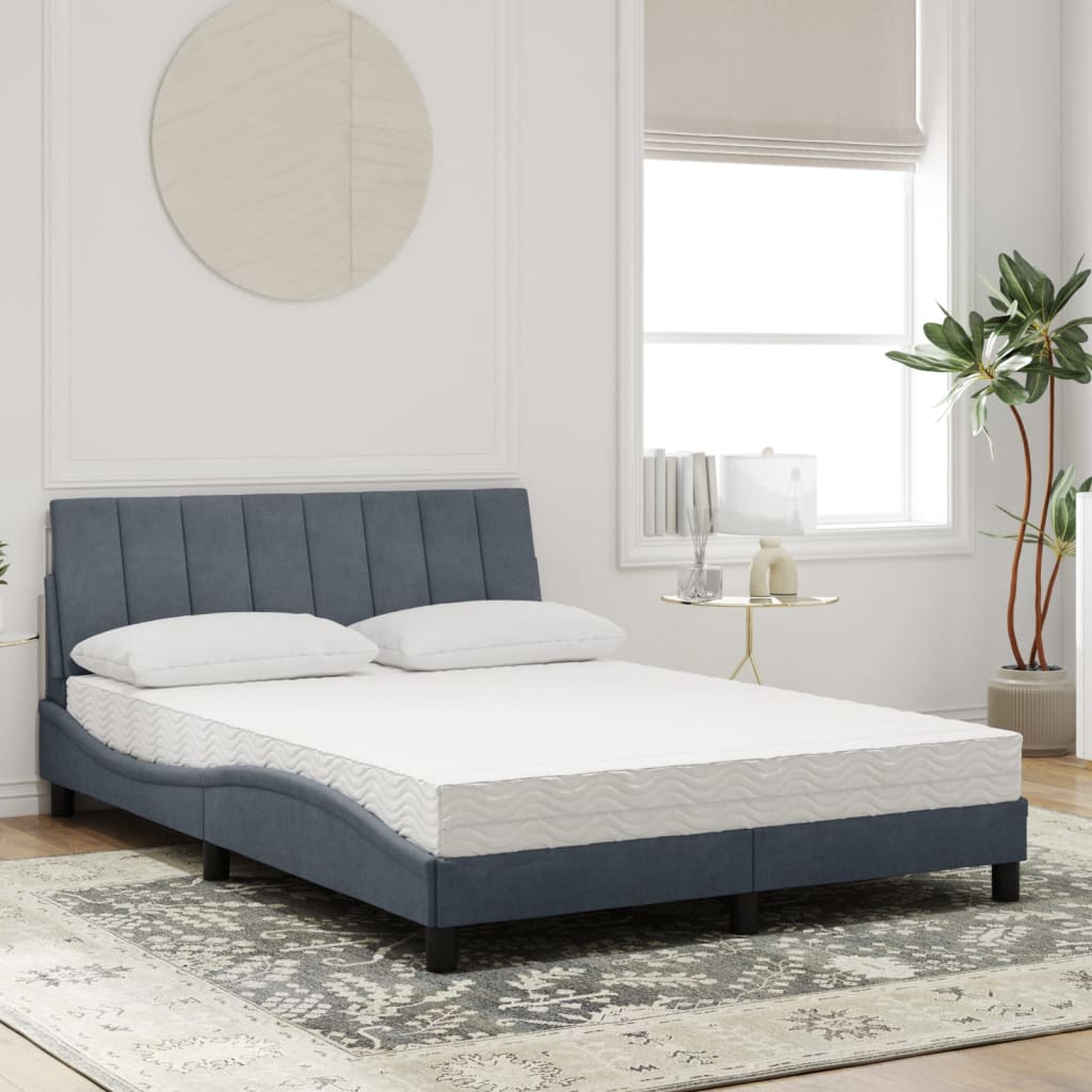 Lit avec matelas Hanko gris foncé 140x200 cm velours - XIOS