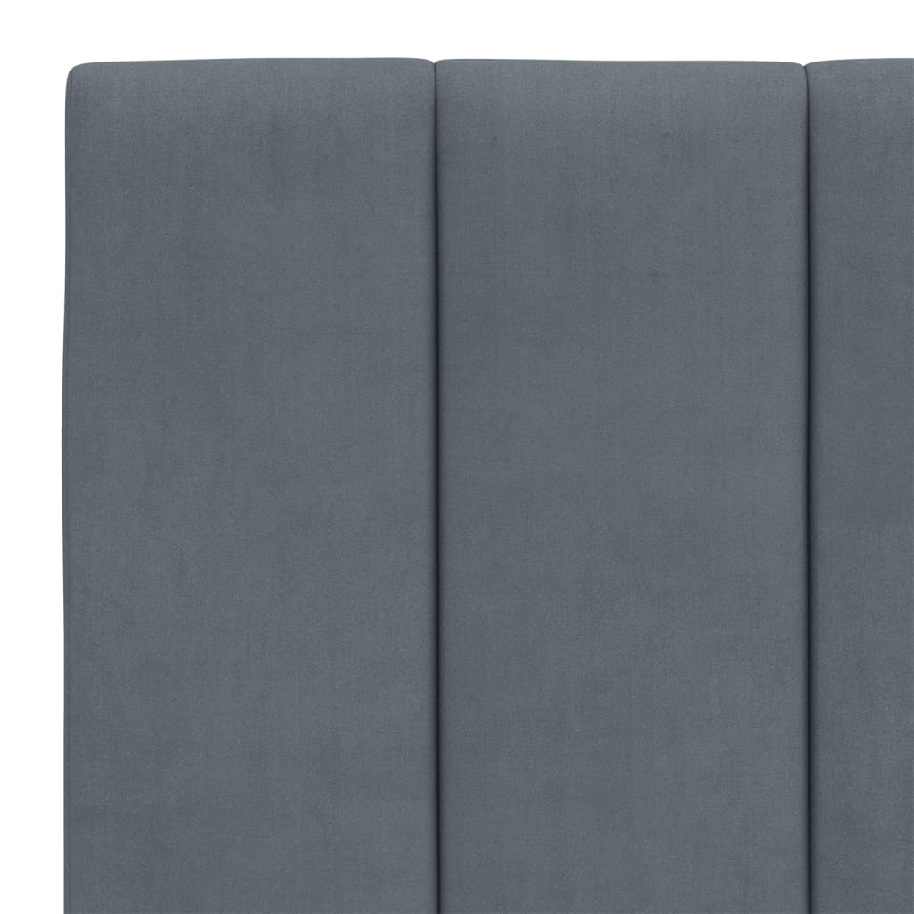 Lit avec matelas Hanko gris foncé 140x200 cm velours - XIOS
