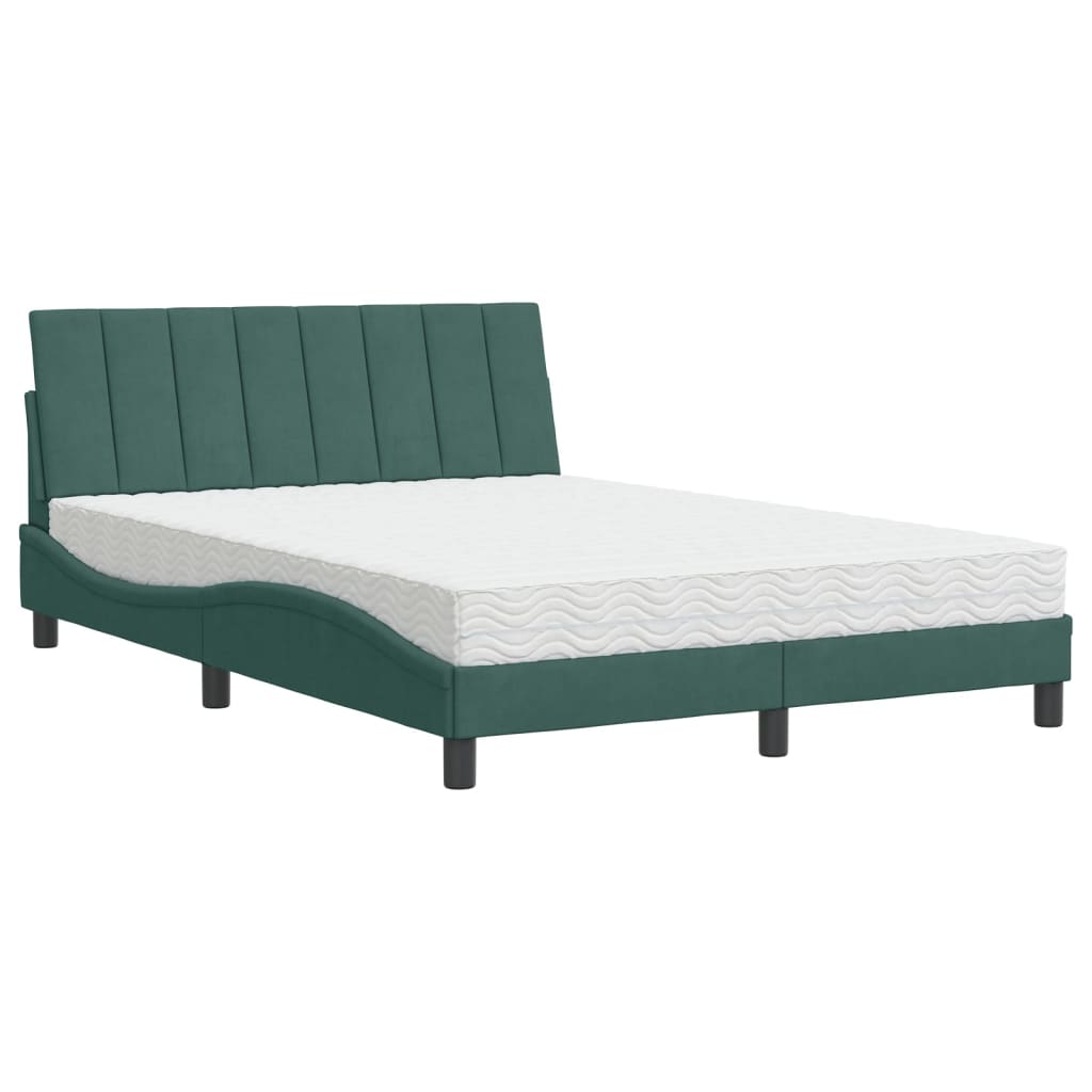 Lit avec matelas Hanko vert foncé 140x200 cm velours - XIOS