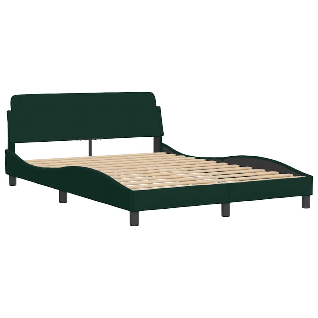 Lit avec matelas Hanko vert foncé 140x200 cm velours - XIOS