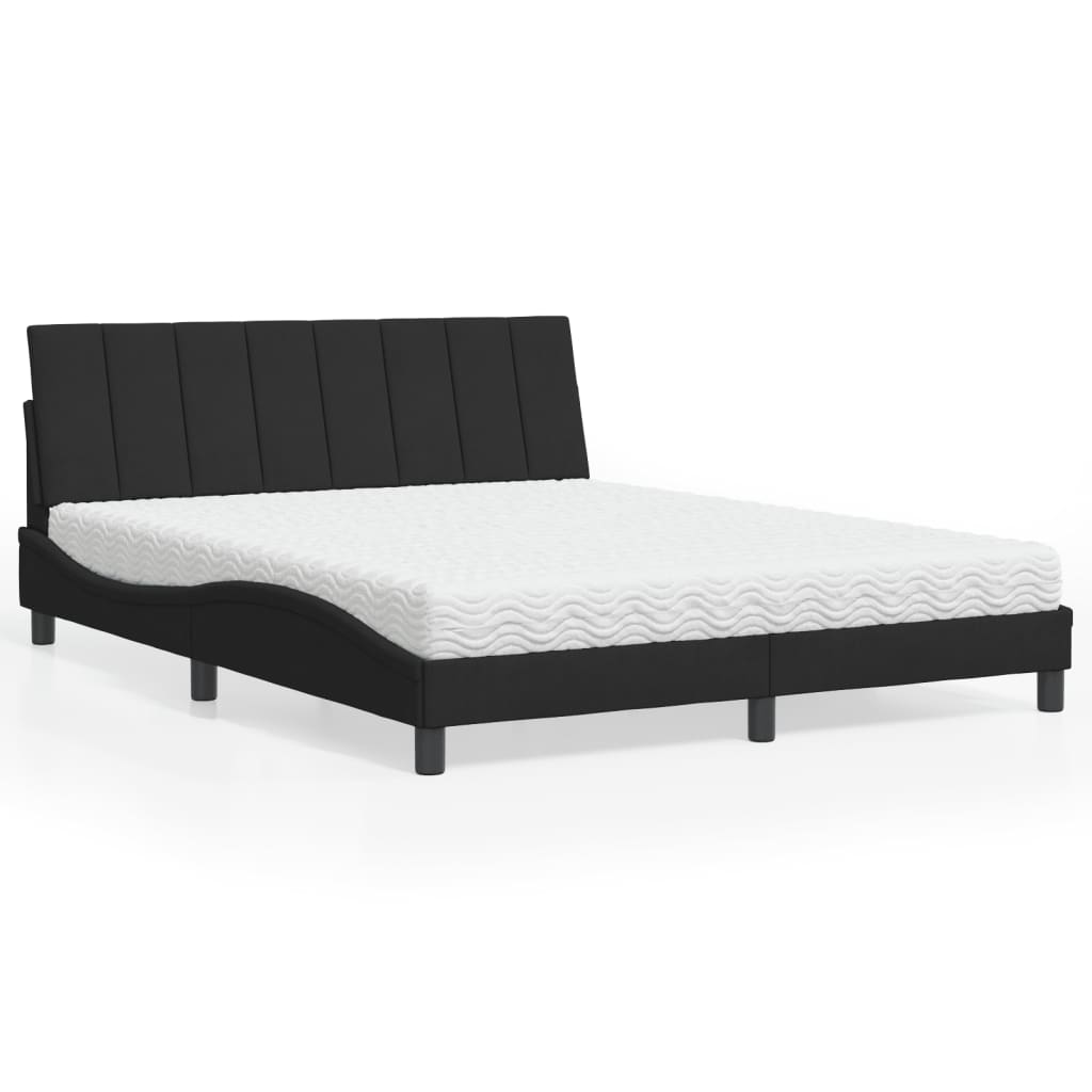 Lit avec matelas noir 160x200 cm velours - XIOS
