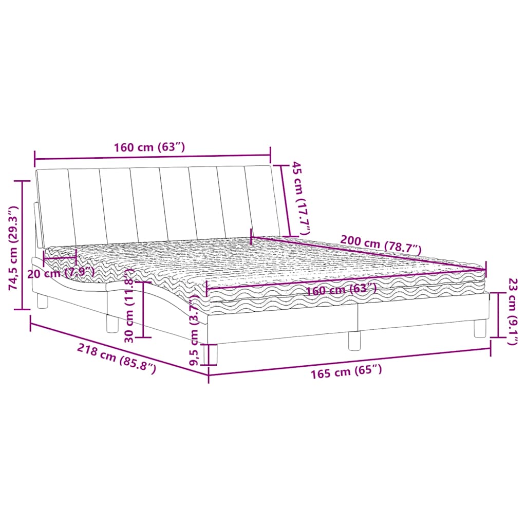 Lit avec matelas Hanko vert foncé 160x200 cm velours - XIOS