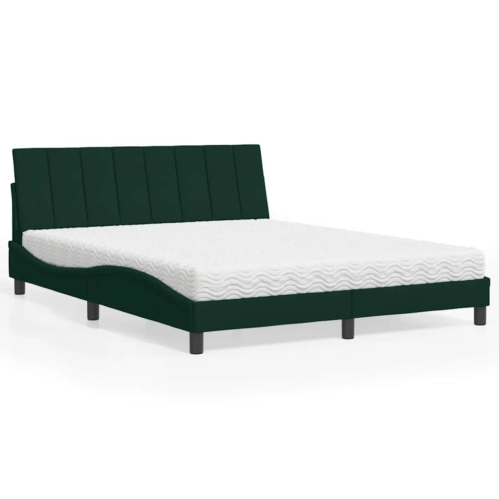 Lit avec matelas Hanko vert foncé 160x200 cm velours - XIOS