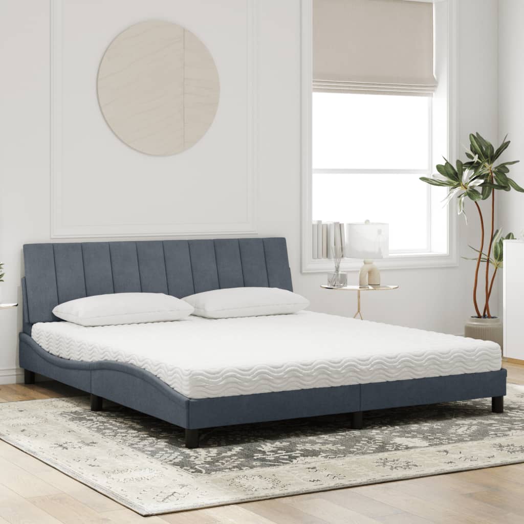 Lit avec matelas Hanko gris foncé 180x200 cm velours - XIOS