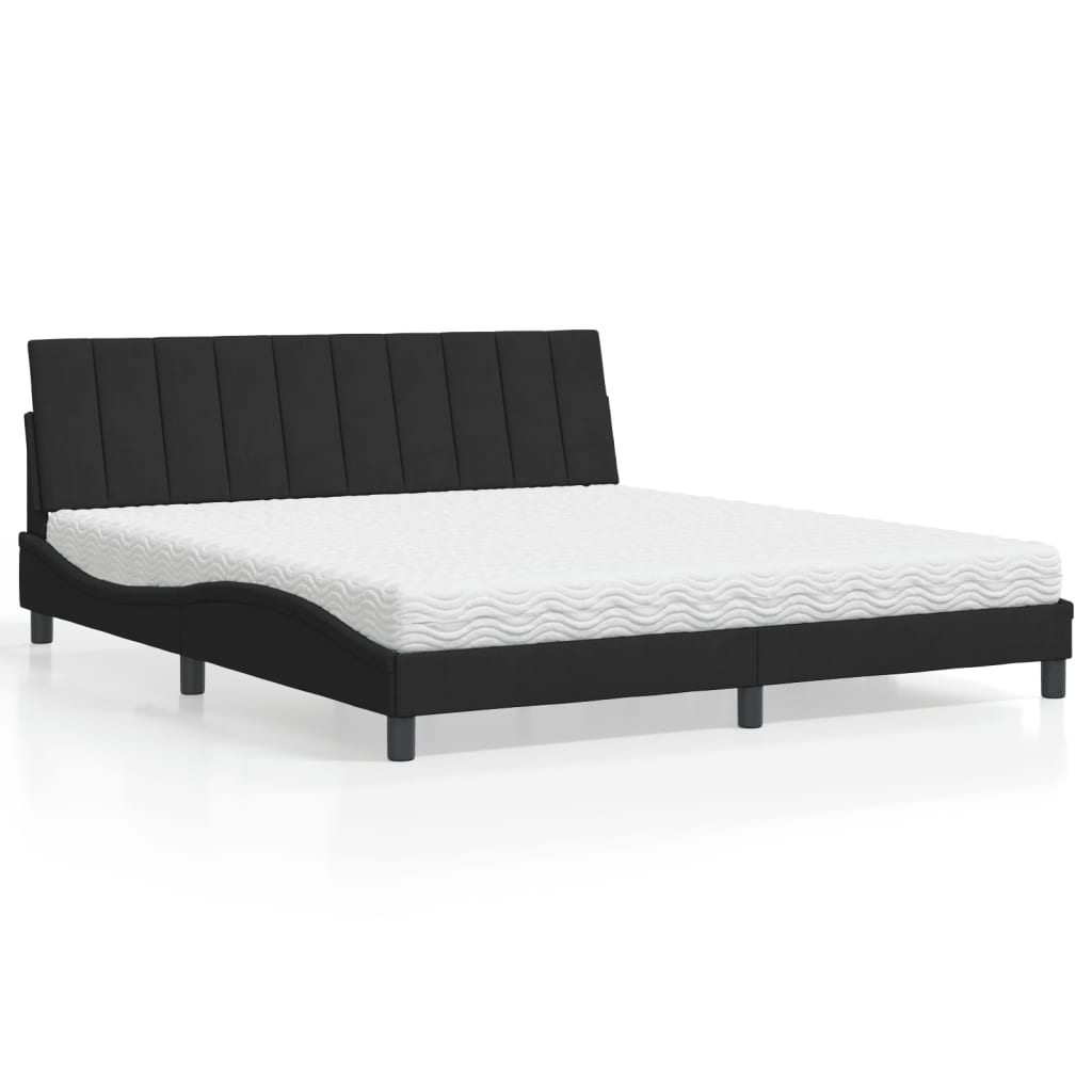 Lit avec matelas Hanko noir 180x200 cm velours - XIOS