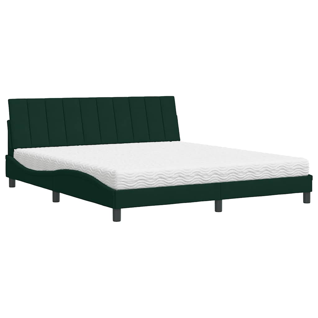 Lit avec matelas Hanko vert foncé 180x200 cm velours - XIOS