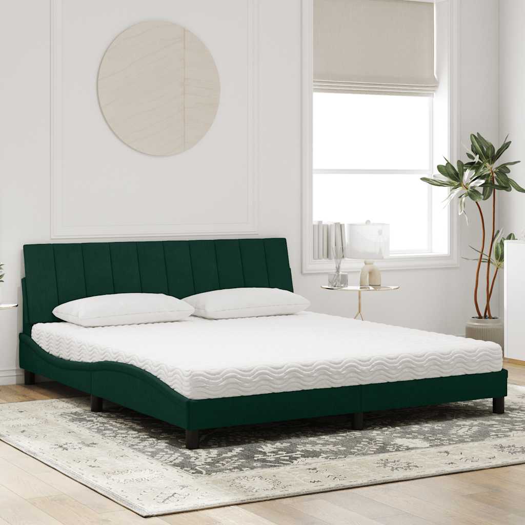 Lit avec matelas Hanko vert foncé 180x200 cm velours - XIOS