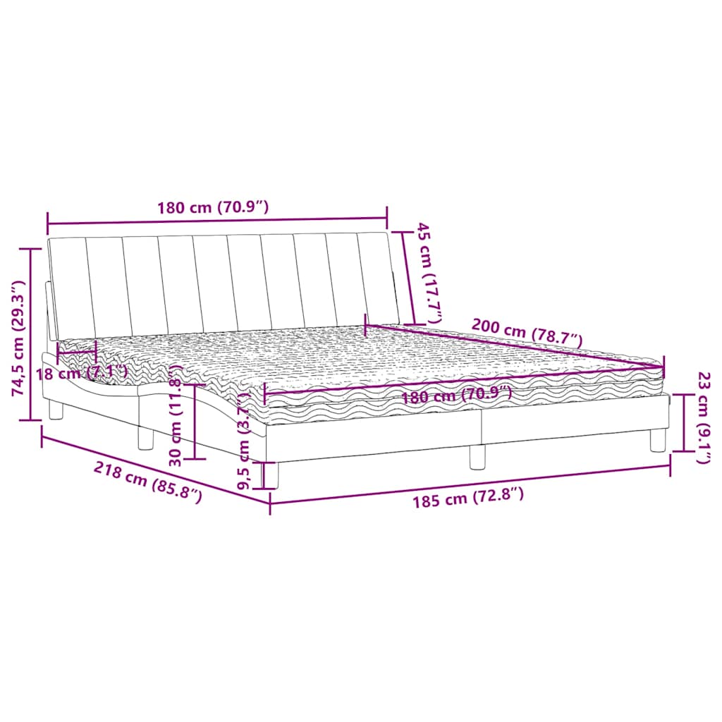 Lit avec matelas Hanko vert foncé 180x200 cm velours - XIOS