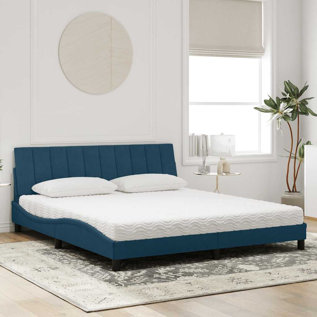 Lit avec matelas Hanko bleu 180x200 cm velours - XIOS