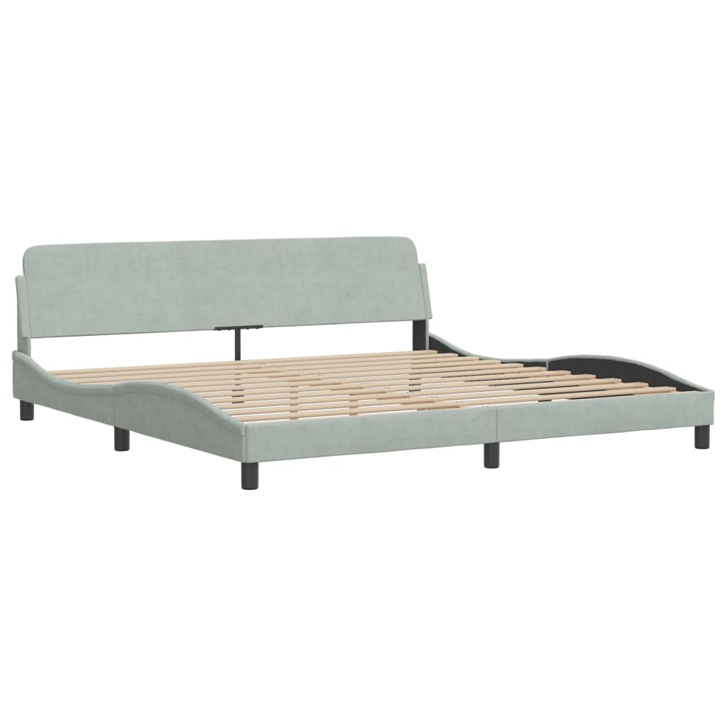 Lit avec matelas Hanko gris clair 200x200 cm velours - XIOS