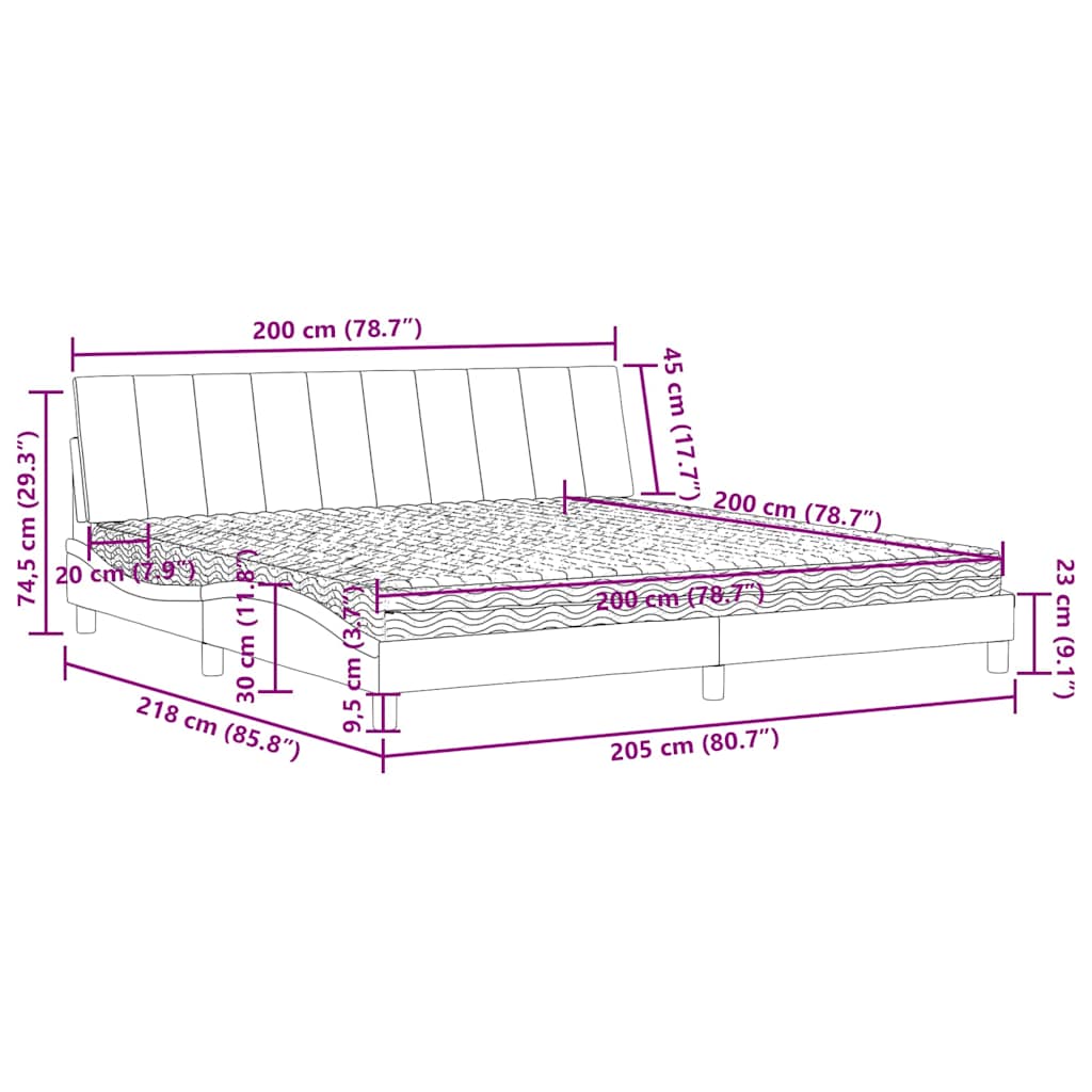 Lit avec matelas Hanko vert foncé 200x200 cm velours - XIOS