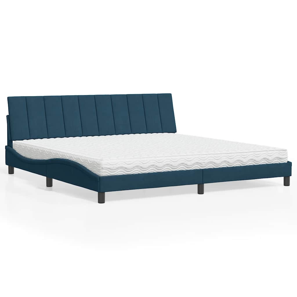 Lit avec matelas Hanko bleu 200x200 cm velours - XIOS