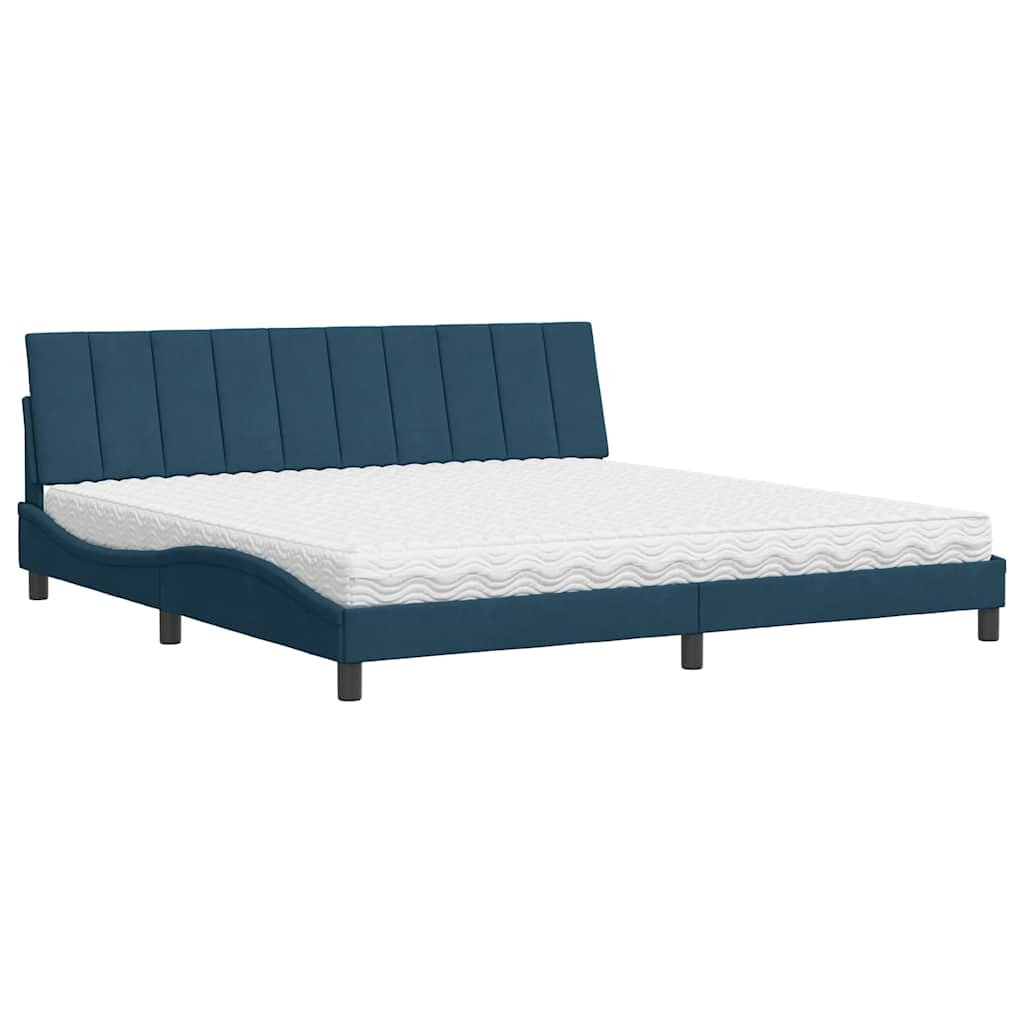 Lit avec matelas Hanko bleu 200x200 cm velours - XIOS