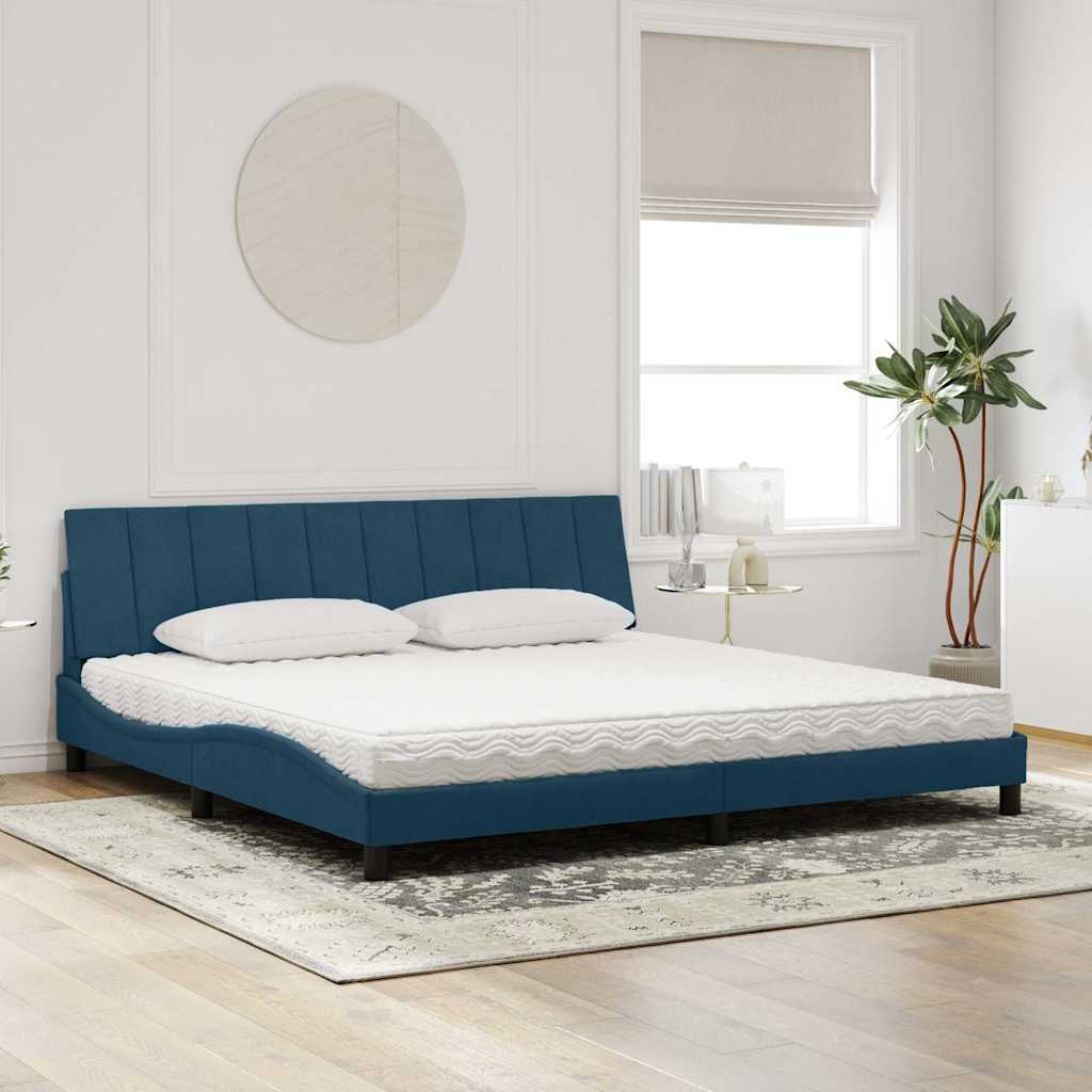 Lit avec matelas Hanko bleu 200x200 cm velours - XIOS