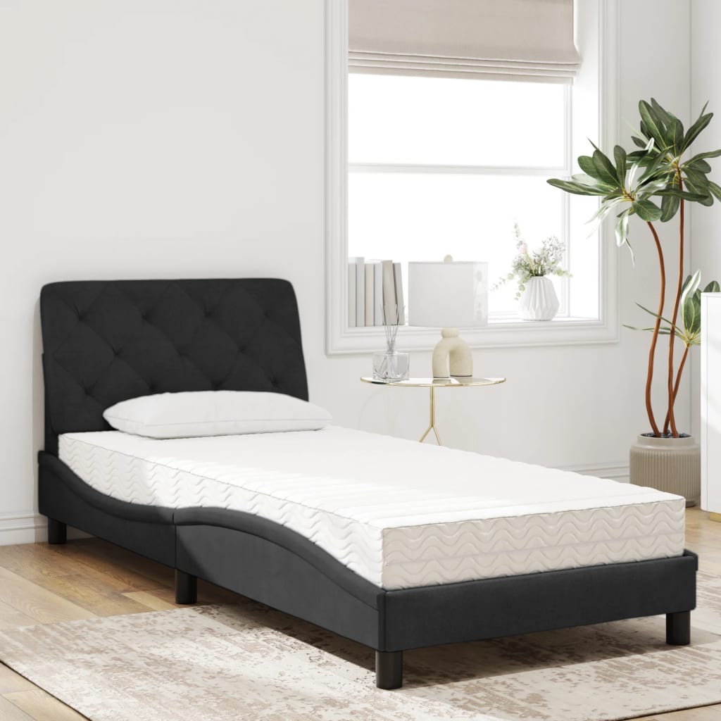 Lit avec matelas noir 80x200 cm velours - XIOS
