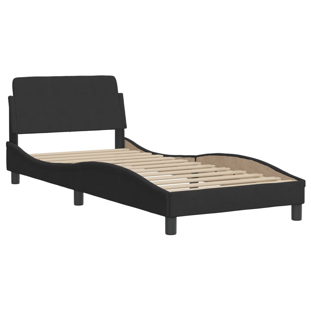 Lit avec matelas noir 80x200 cm velours - XIOS
