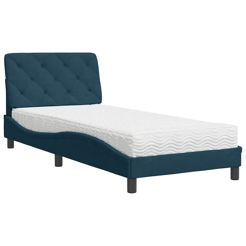 Lit avec matelas bleu 80x200 cm velours - XIOS