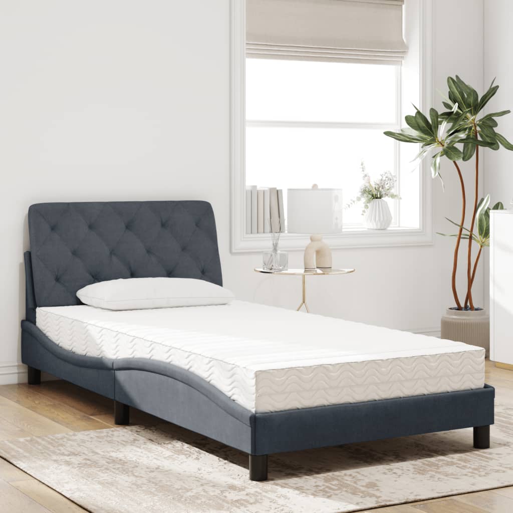 Lit avec matelas gris foncé 100x200 cm velours - XIOS