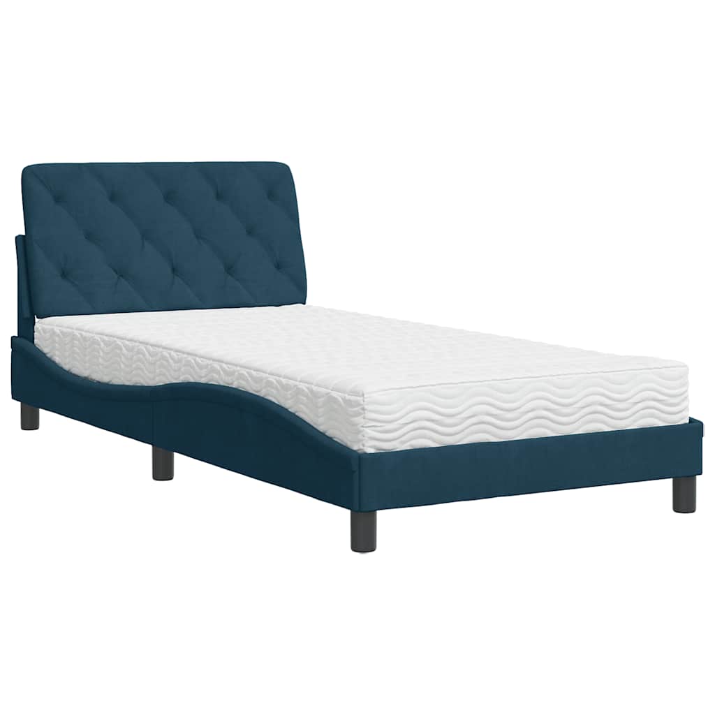 Lit avec matelas bleu 100x200 cm velours - XIOS