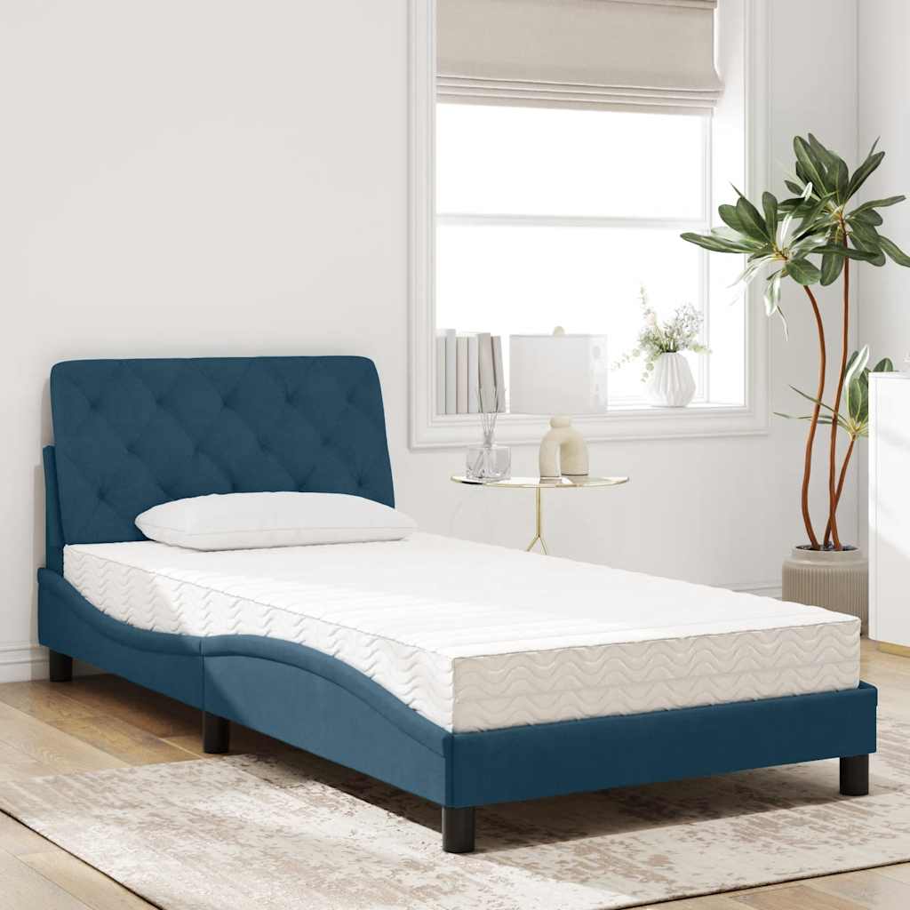 Lit avec matelas bleu 100x200 cm velours - XIOS