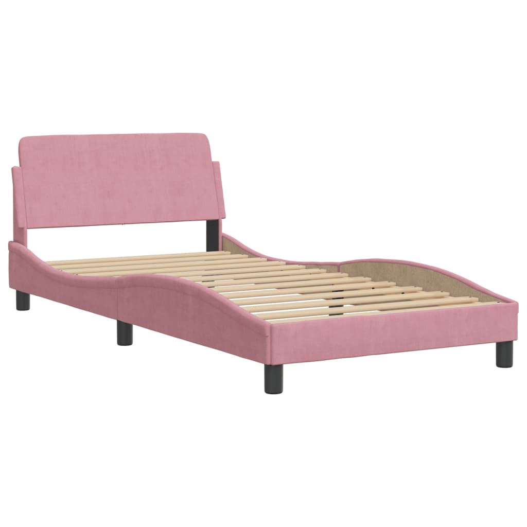 Lit avec matelas rose 100x200 cm velours - XIOS