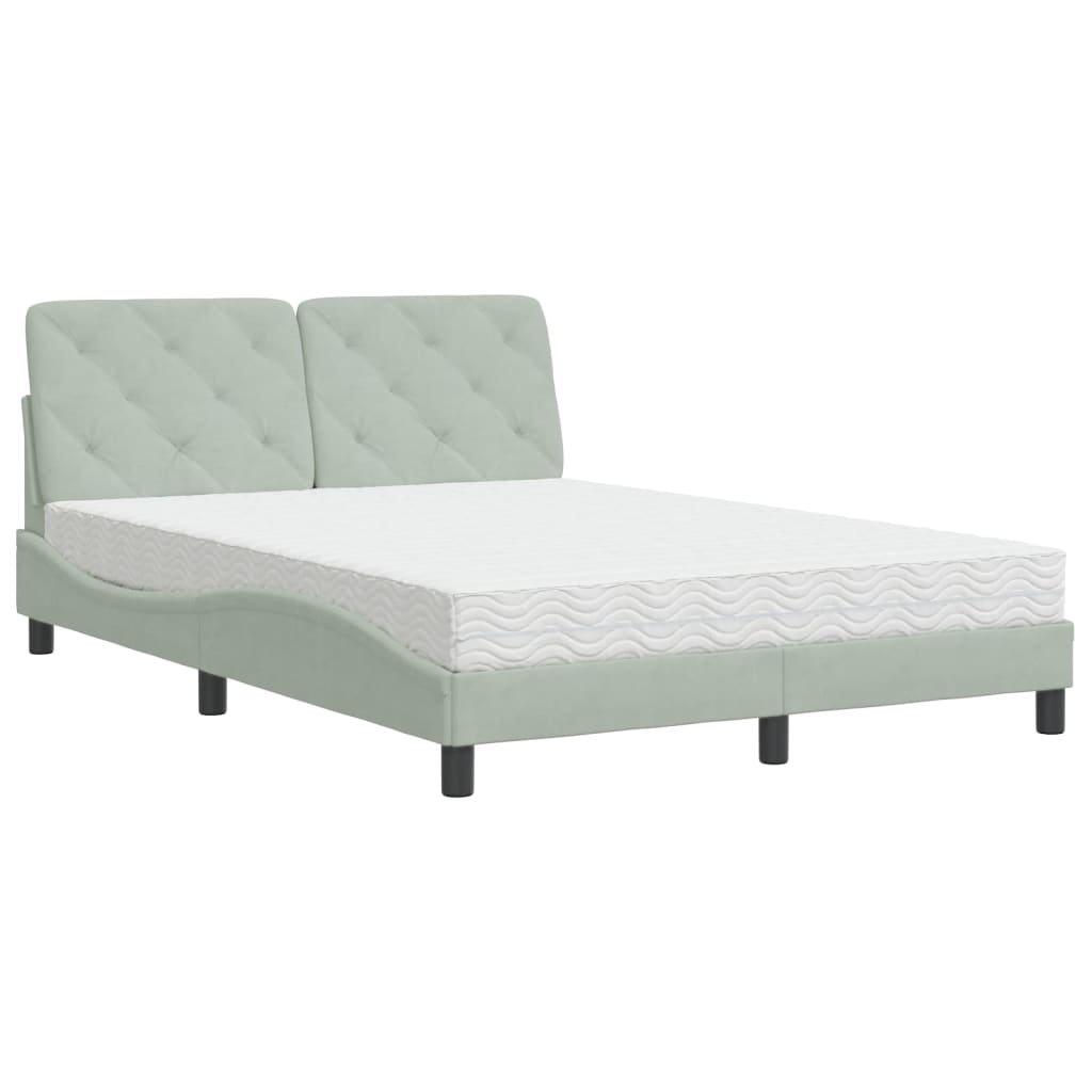 Lit avec matelas gris clair 120x200 cm velours - XIOS