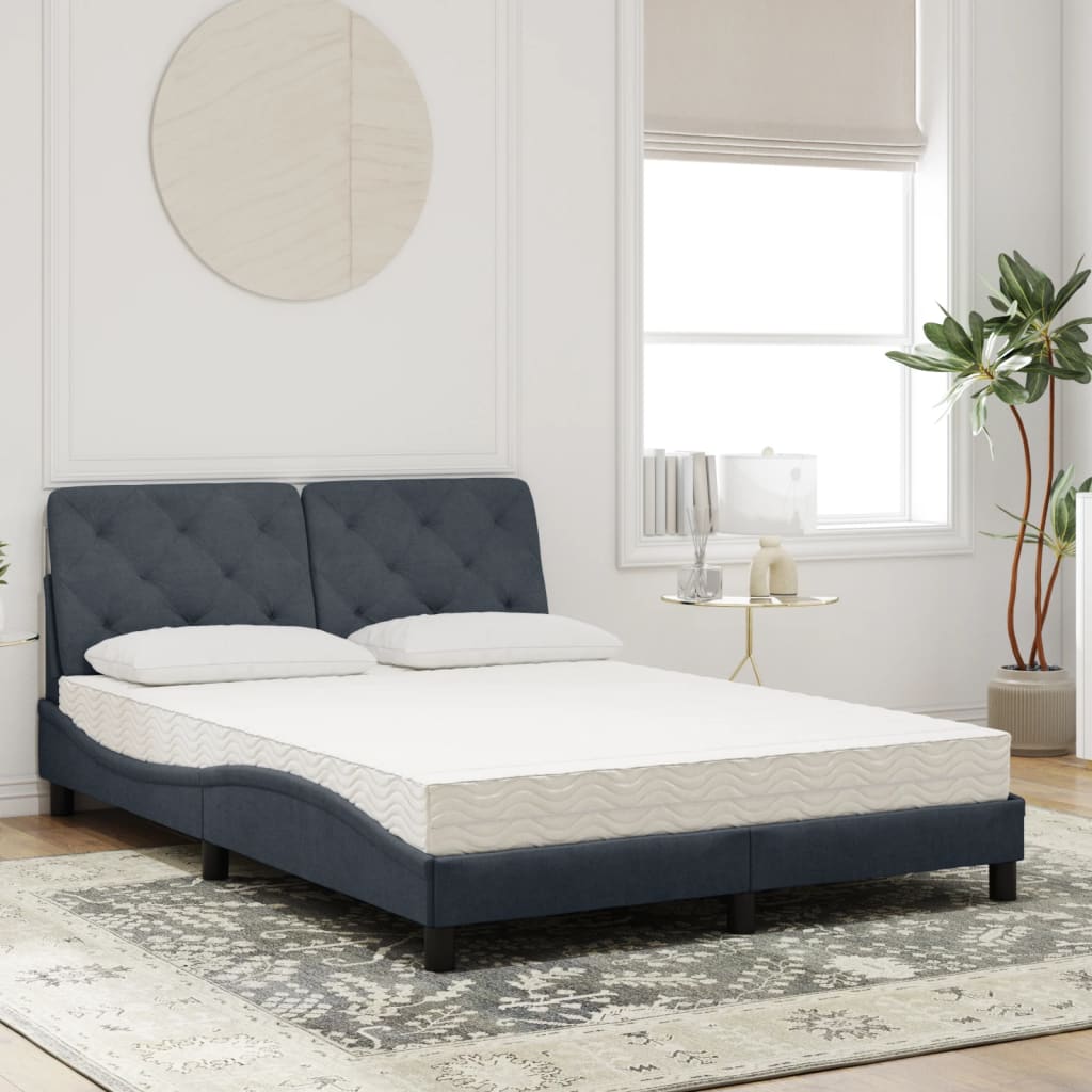 Lit avec matelas gris foncé 120x200 cm velours - XIOS
