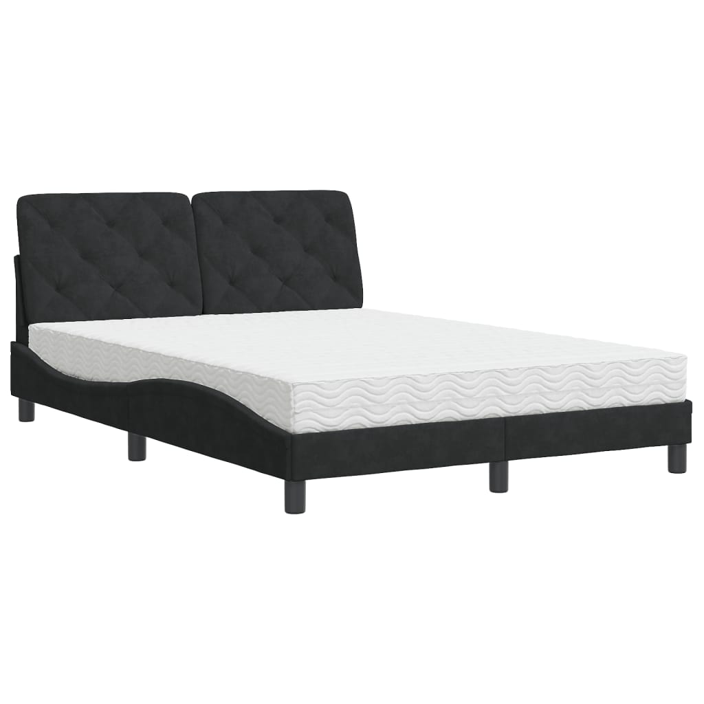 Lit avec matelas noir 120x200 cm velours - XIOS