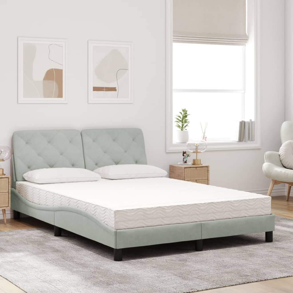 Lit avec matelas gris clair 140x190 cm velours - XIOS